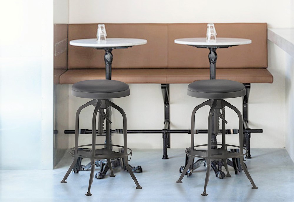 Industrial Upholstered Seat Bar Stool