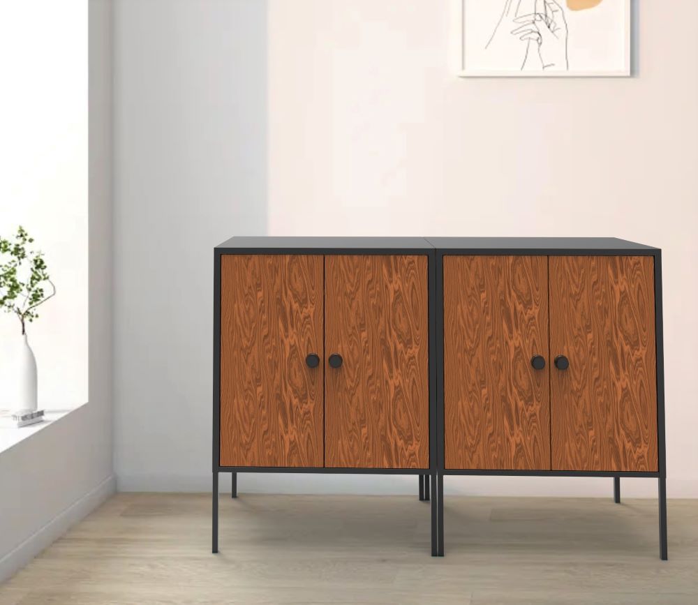 https://www.goldapplefurniture.com/modern-black-steel-storage-cabinet-with-double-wood-finish-doors-go-a6060-product/