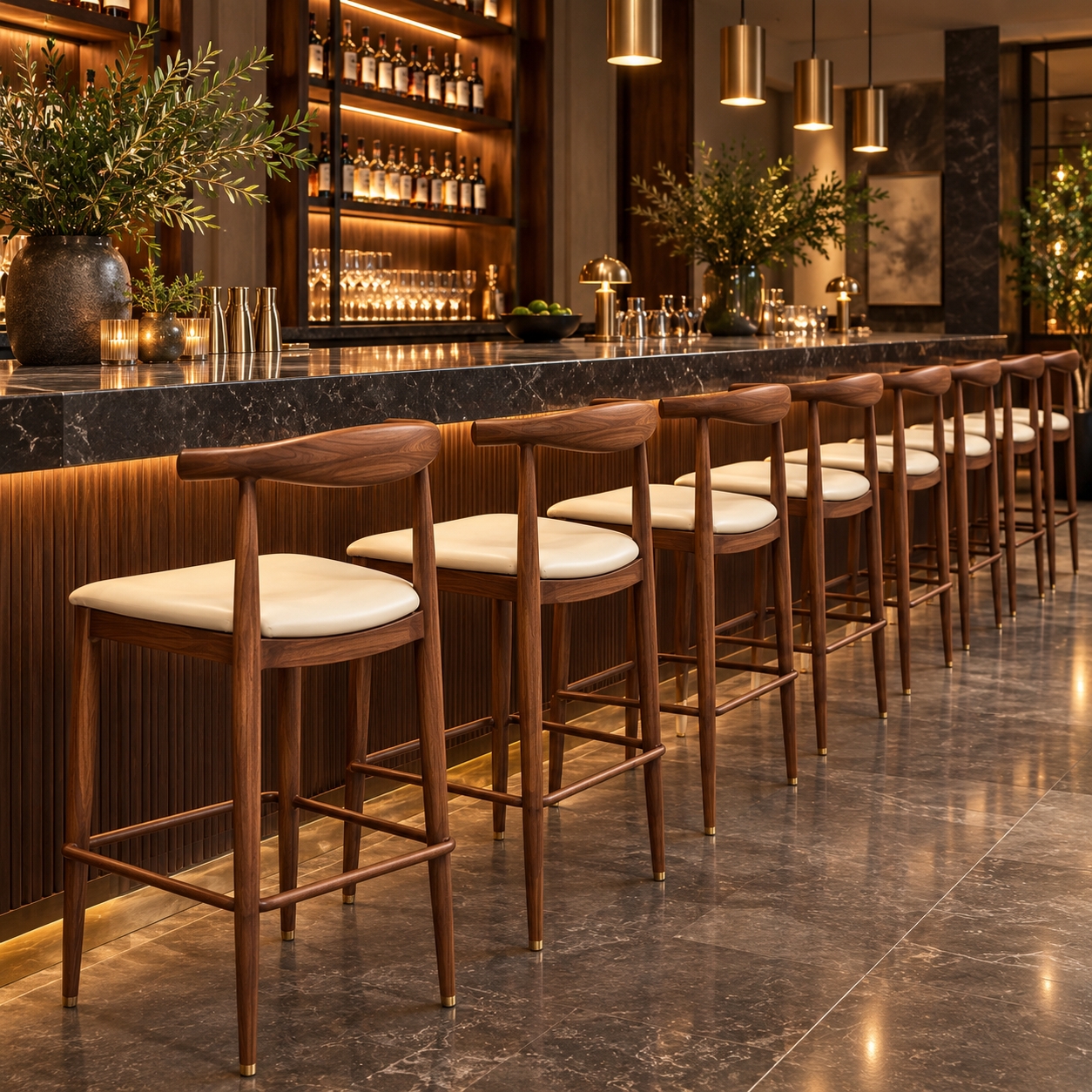 Upholstered commercial bar stools for hotels