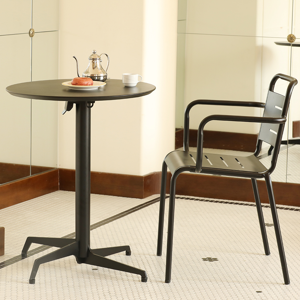 black chair metal chair